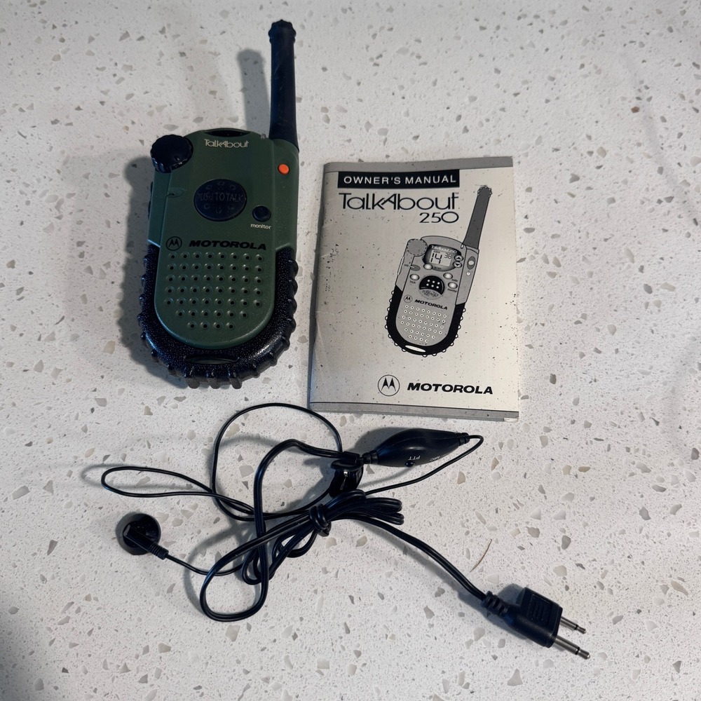 Motorola TalkAbout 250 Walkie Talkie Olive Green Two Way Radio with Headset